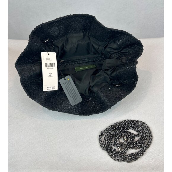 Anthropologie Jory Metallic Chain Clutch Ruffle Black Evening - Picture 5 of 11